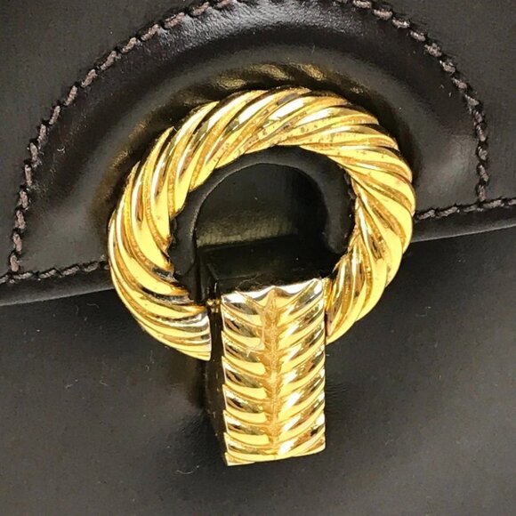 GUCCI Old Gucci accordion One handle Hand Bag Leather Brown x GoldHardware - Picture 10 of 13